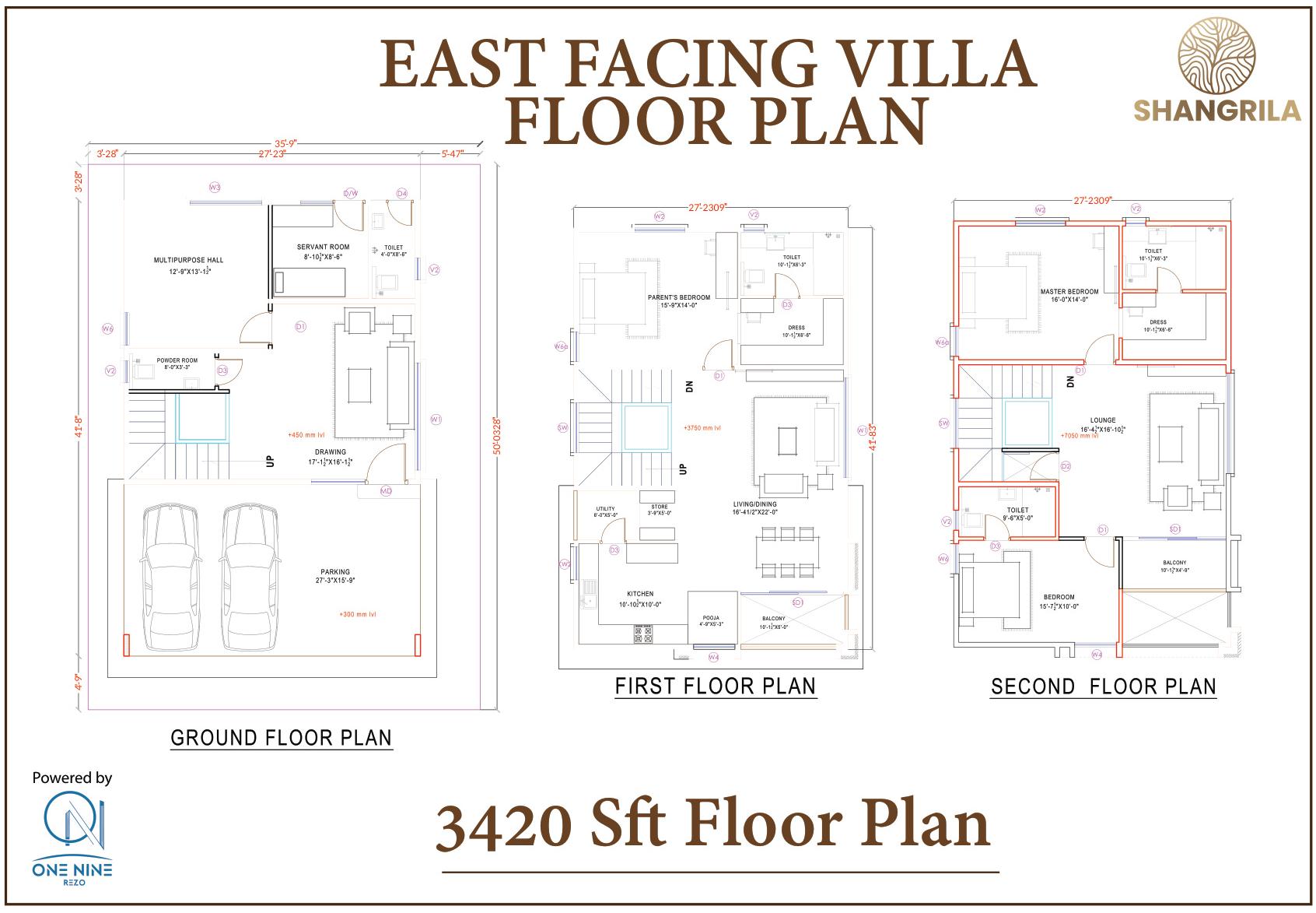 3420 SFT East Facing Floor Plan